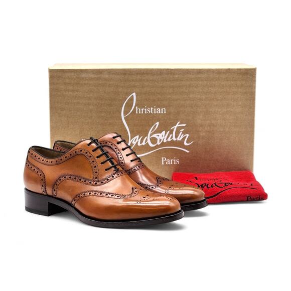 Christian Louboutin Brogue Leather Oxford Shoes Brown EU 40 US 7 - NWB $1295